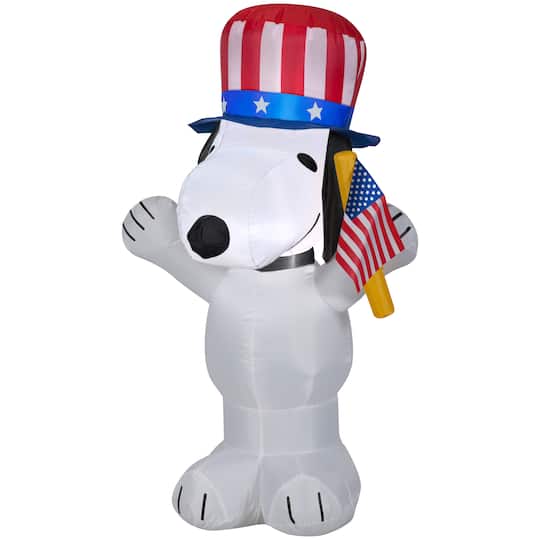 3.5ft. Airblown&#xAE; Patriotic Snoopy with Hat &#x26; Flag